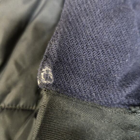 Barbour Great Coat Mens Small Navy Blue Mid Length Fibre Down Quilted Flawed - Picture 11 of 16